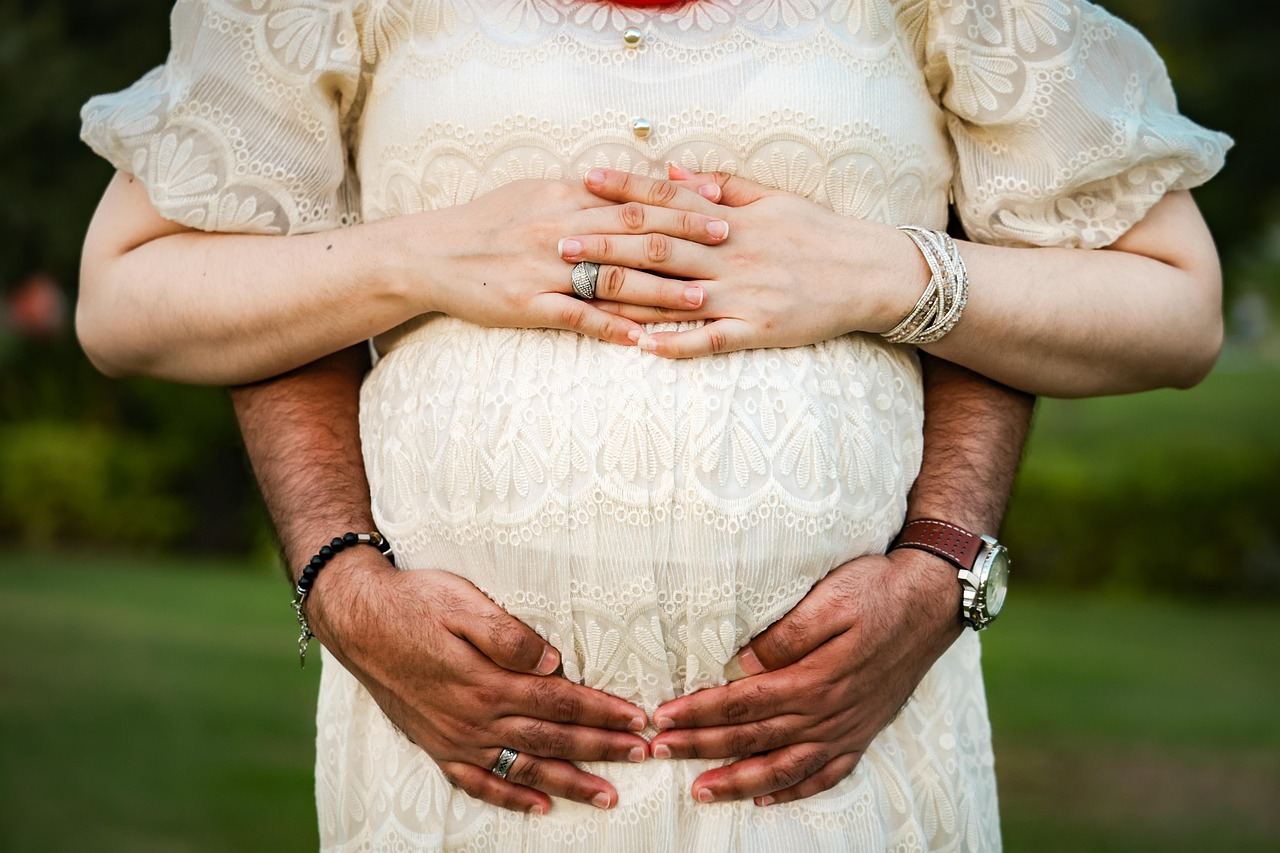Pregnant woman gentle yoga pose